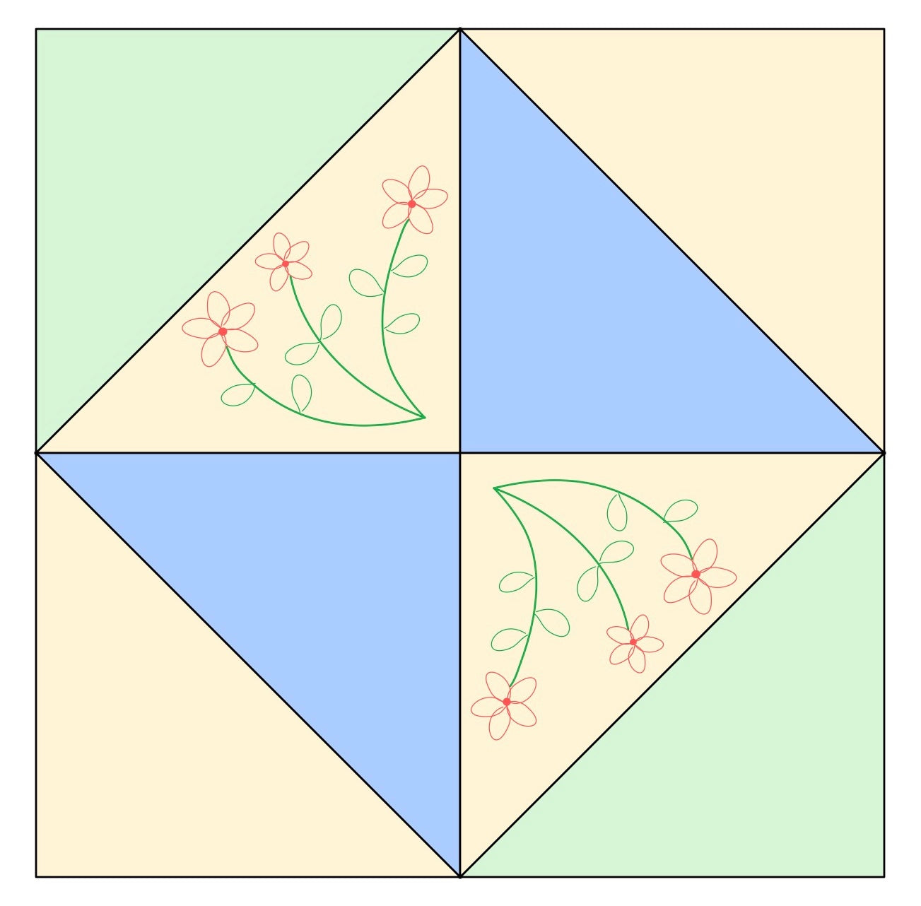 broken dishes embroidered quilt block.
