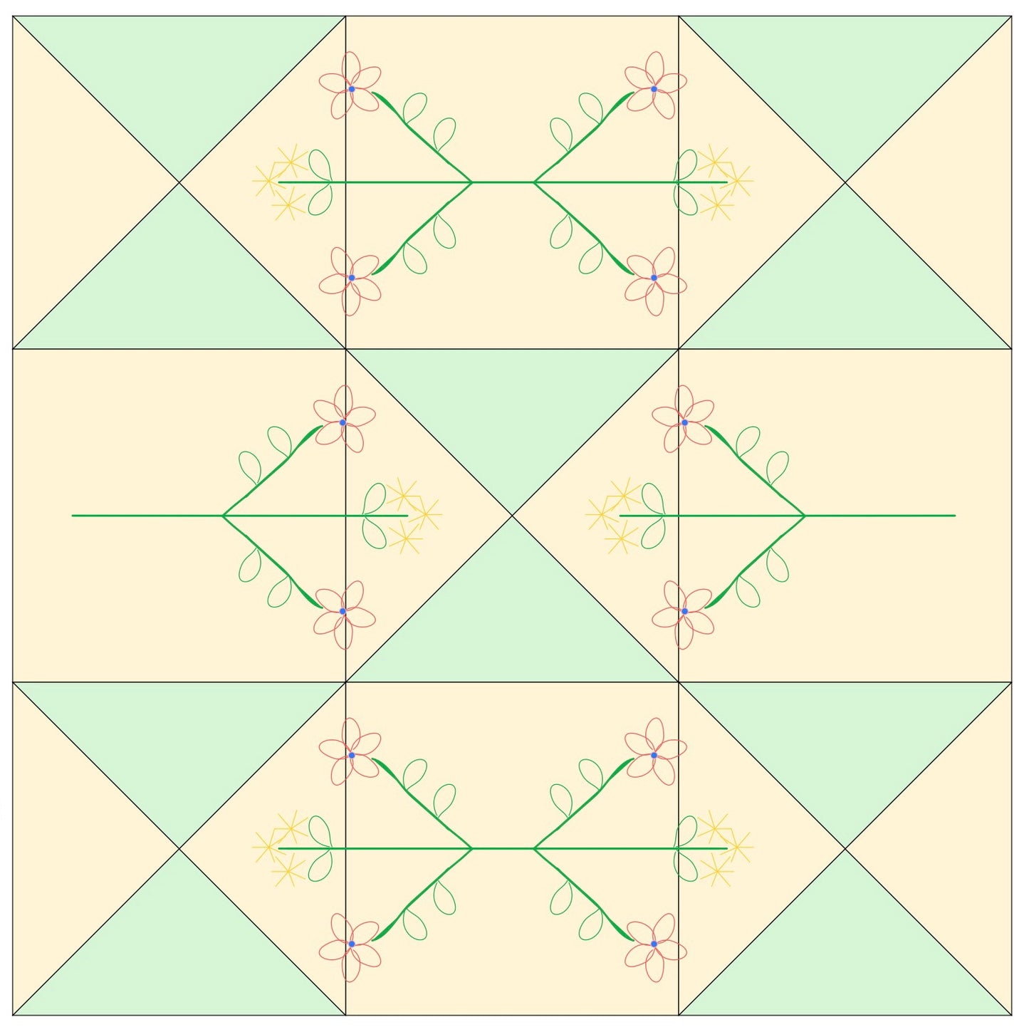 diagram for clown's choice quilt block.