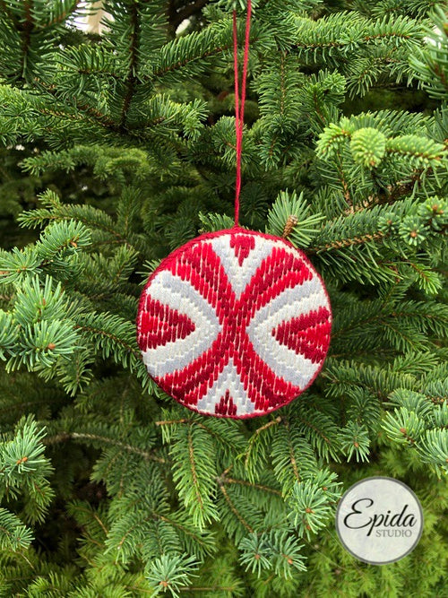 red bargello ornament.