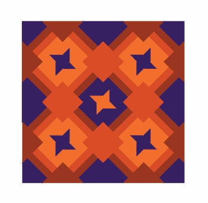 small Friendship Trails quilt in orange and purple.