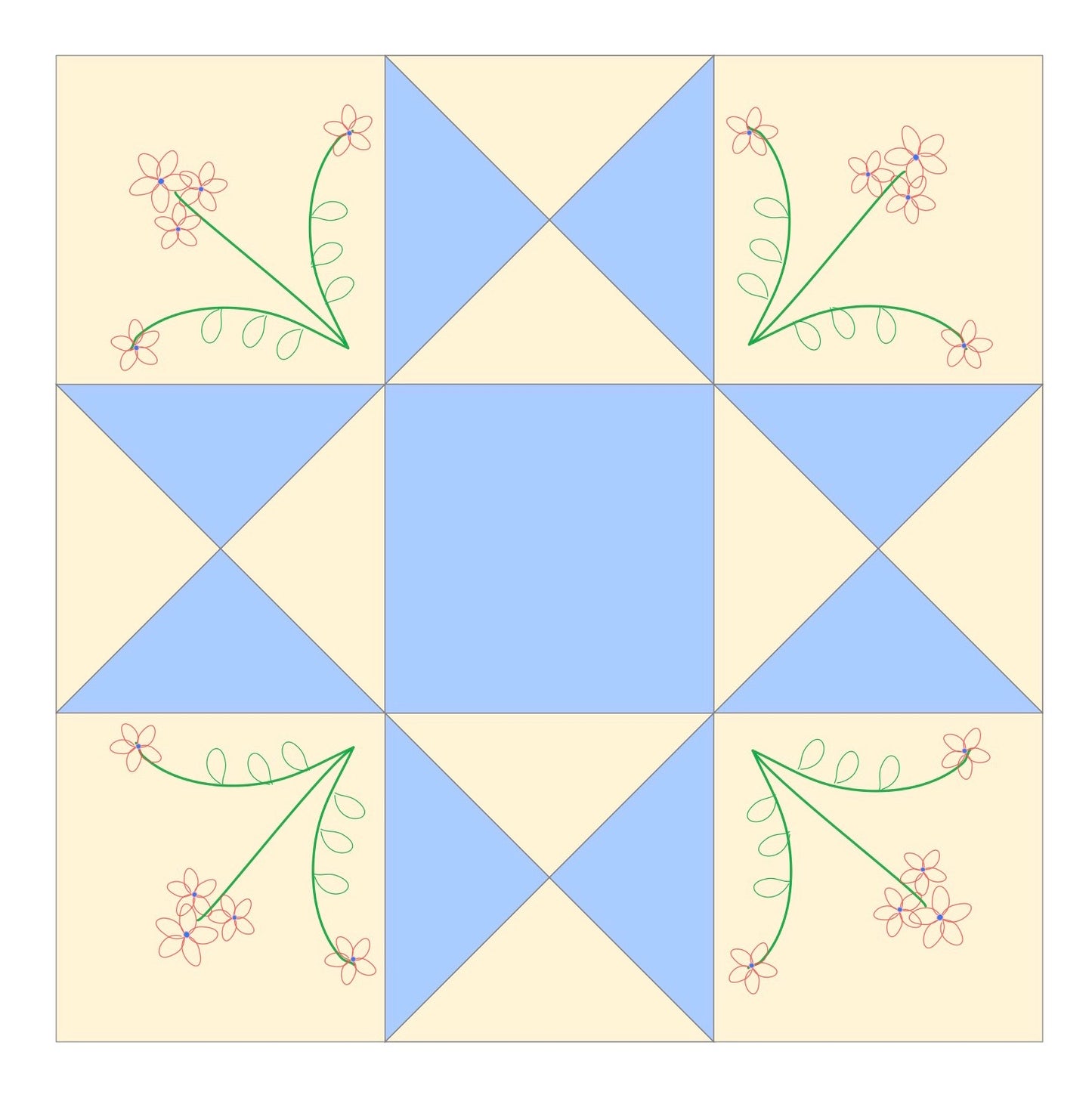 ohio star embroidered quilt block.