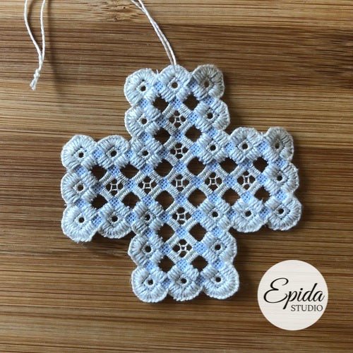 hardanger embroidered ornament.