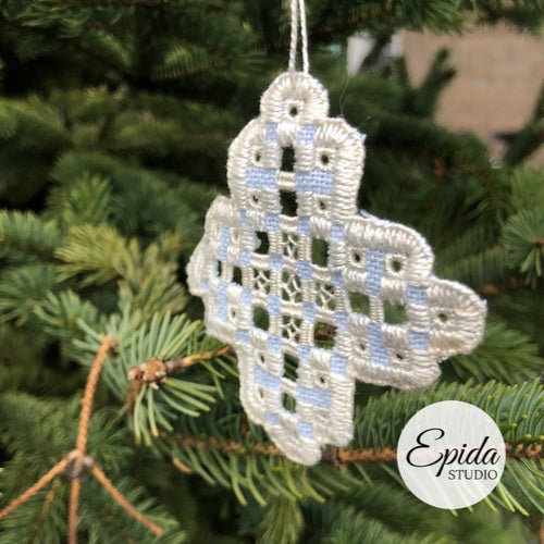 hand-stitched ornament.