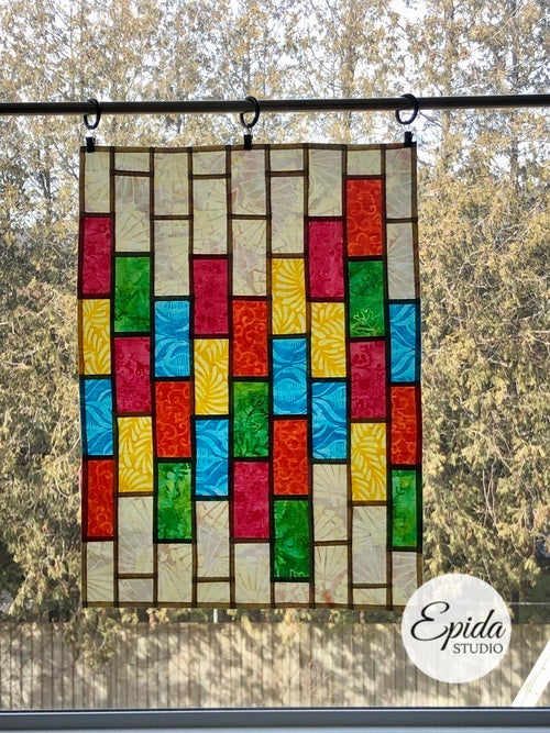 stained glass window hanging.