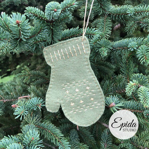 felt mitten Christmas ornament.