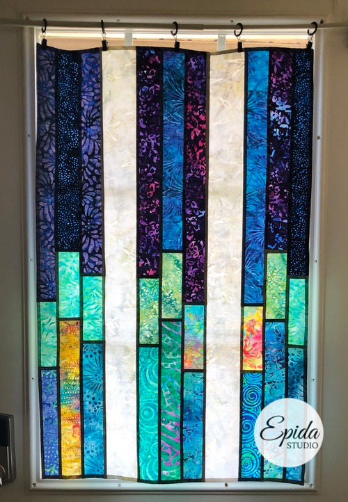 medium stained glass window hanging.