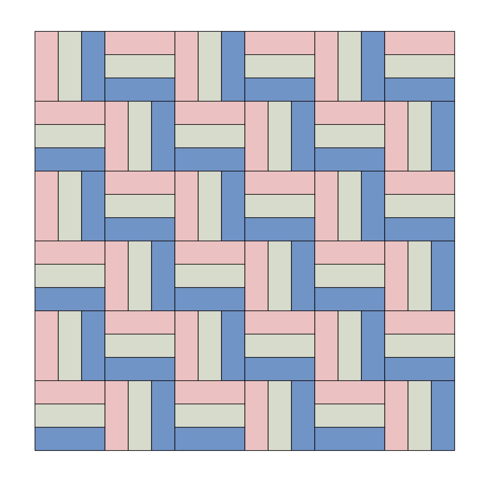 square rail fence quilt in pink and blue.