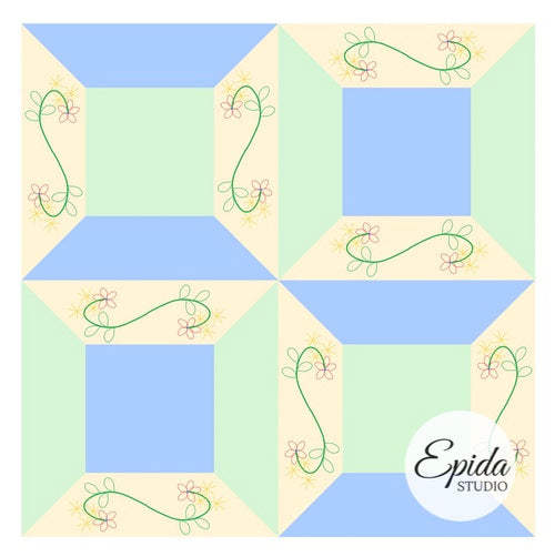 spools embroidered quilt block.