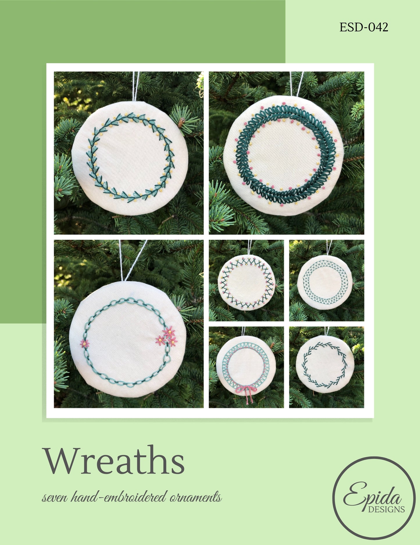 embroidered wreath ornament pattern cover.