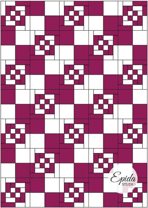 pink and white bento box quilt picture.