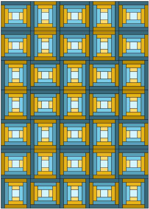 blue and yellow courthouse steps quilt.