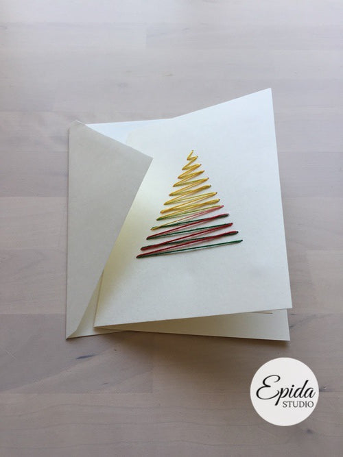 embroidered card and envelope.