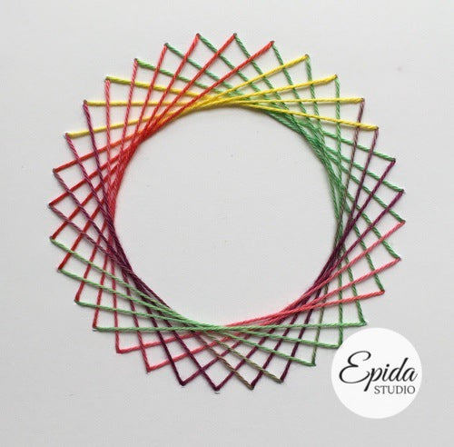 card with circle embroidery.