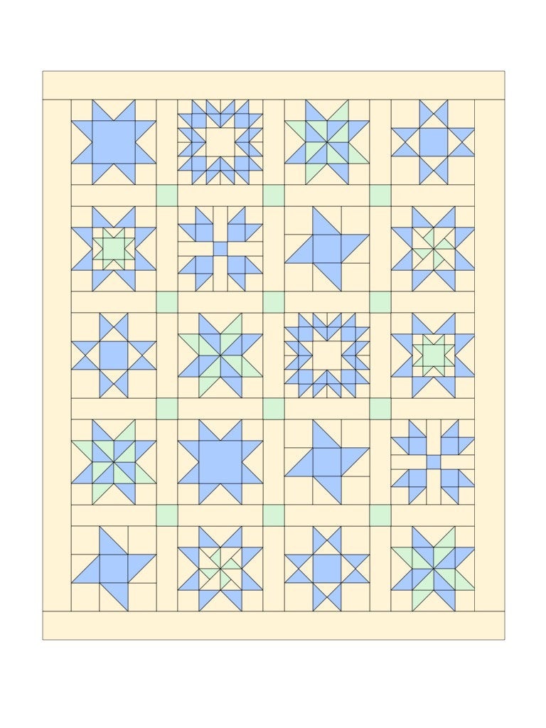large star quilt diagram.