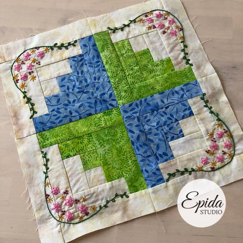Log Cabin Garden quilt block