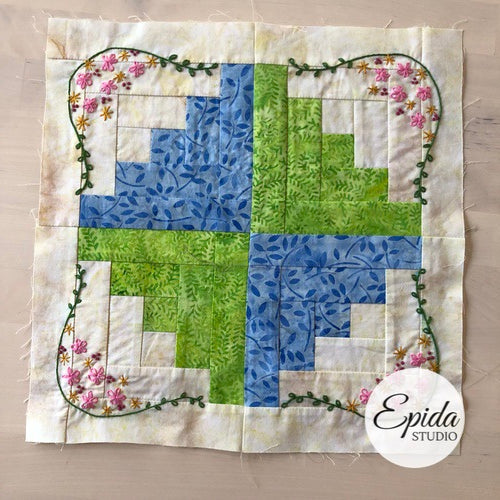 Log Cabin Garden quilt block