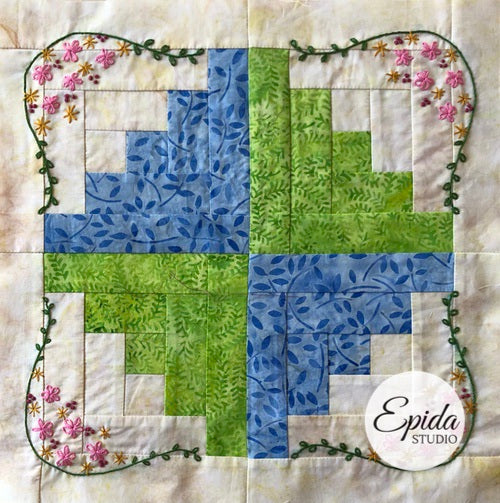 Log Cabin Garden quilt block