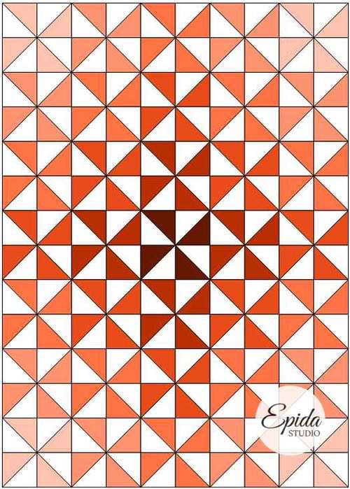 red and white pinwheel quilt.