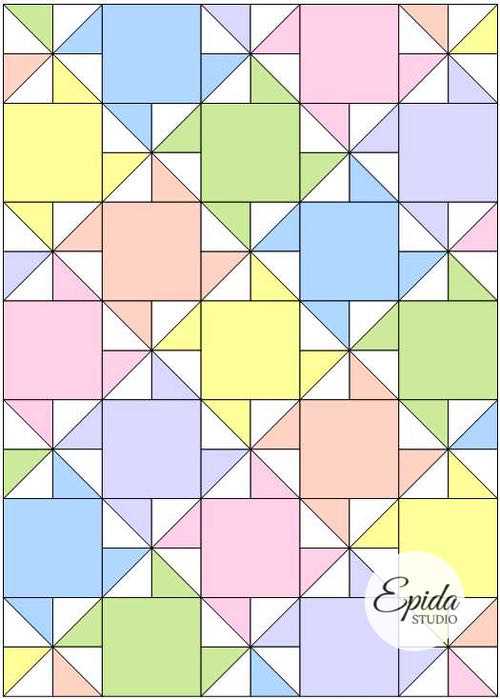 pastel colour pinwheel quilt.