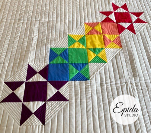 close up of quilting on Not in Ohio Anymore quilt.