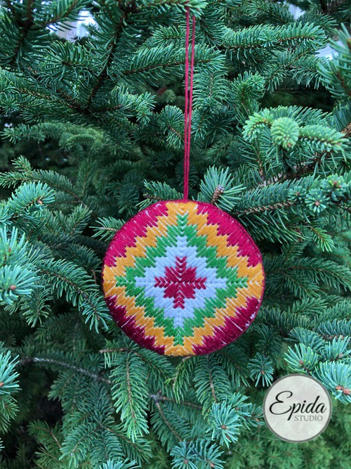 hand-stitched bargello ornament.