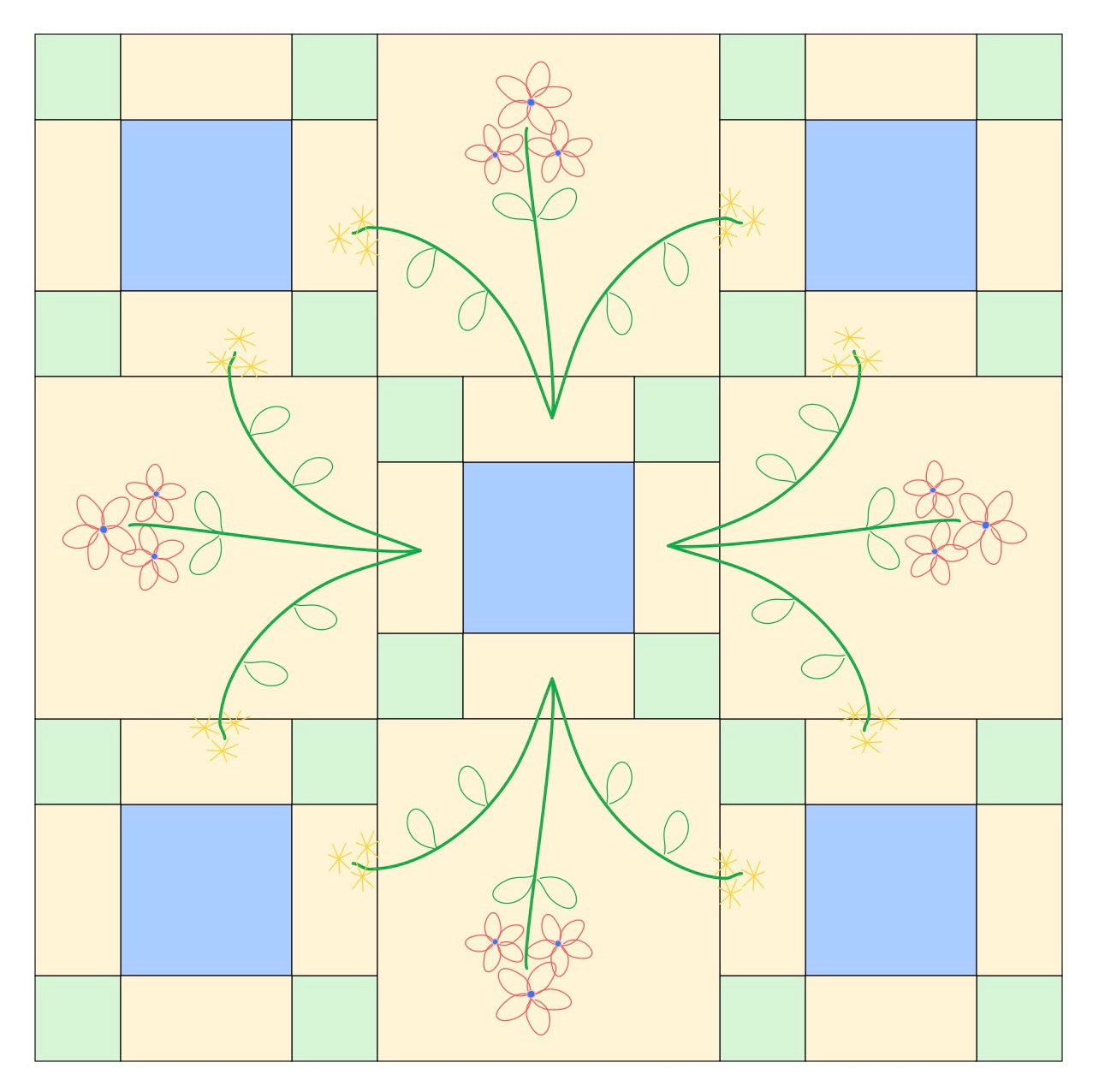double nine patch quilt block diagram.
