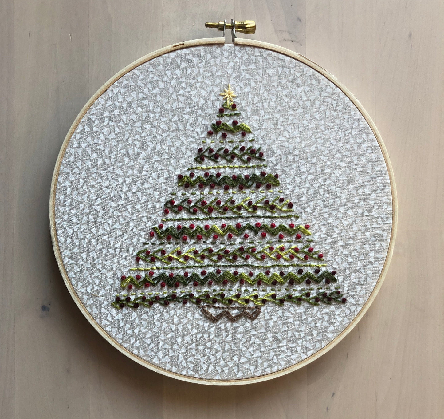 embroidered Christmas tree.