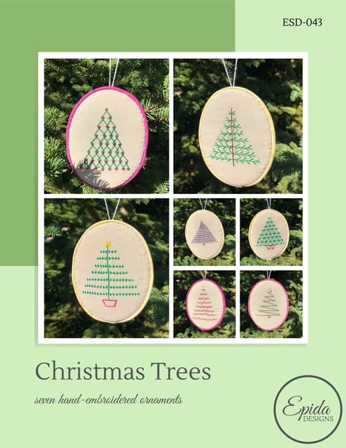 Christmas tree embroidered ornaments pattern cover.