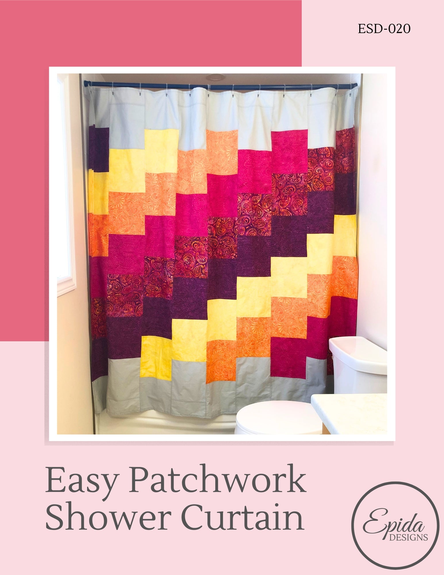 cover for Easy Patchwork Shower Curtain sewing pattern.