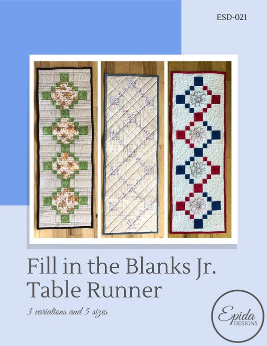 Fill in the Blanks Jr. Table Runner Pattern by Epida Studio.