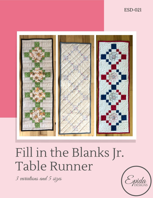 Fill in the Blanks Jr. Table Runner Pattern by Epida Studio.