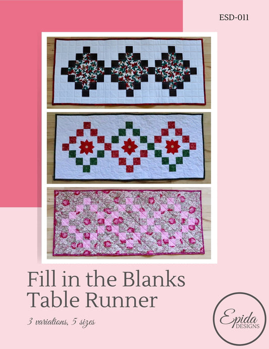 Fill in the Blanks Table Runner Pattern by Epida Studio.