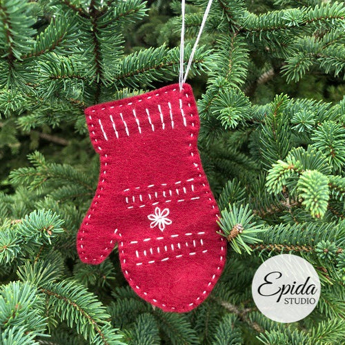 red mitten ornament.