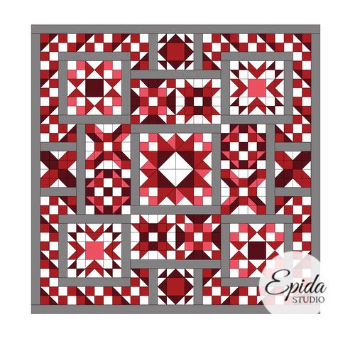 Everyday Super Star quilt in red and white.