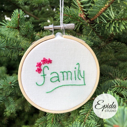 "family" Christmas ornament.