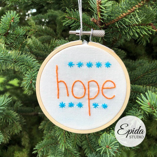 "hope" Christmas ornament.