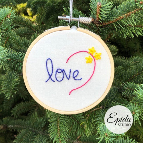 "love" Christmas ornament.