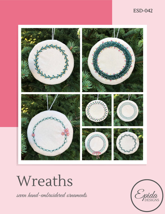 embroidered wreath ornament pattern cover.