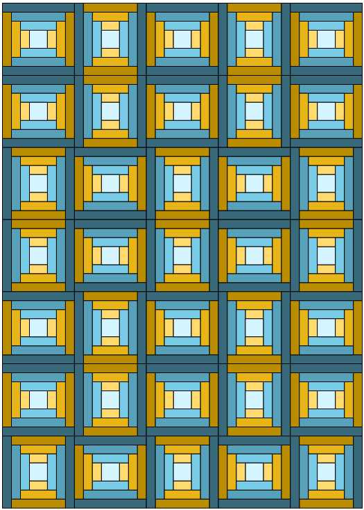 blue and yellow courthouse steps quilt.