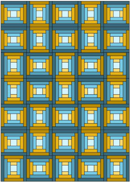 blue and yellow courthouse steps quilt.