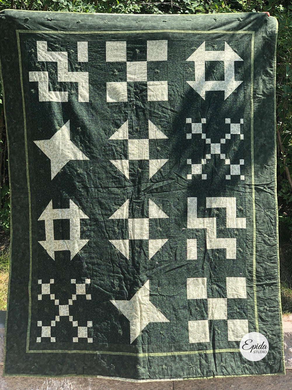 green quilt.