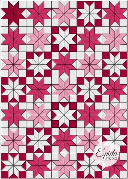 pink and white lemoyne star quilt.
