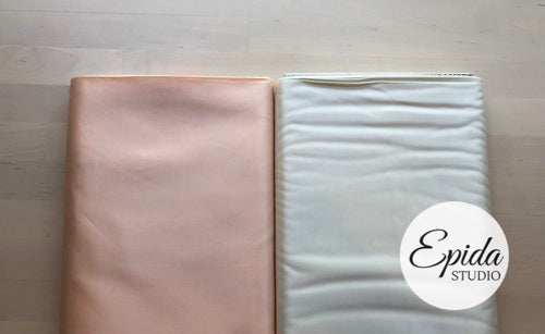 peach and ivory silk blend fabric.