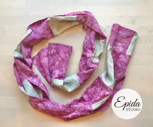 pink pojagi scarf.