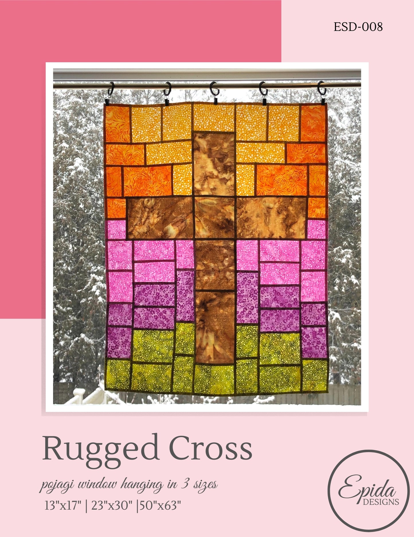 rugged cross stained glass window hanging pattern cover.