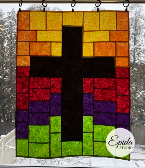 medium sized rugged cross window hanging.