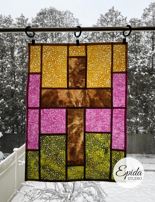 Rugged Cross - stained glass patchwork window hanging digital pattern