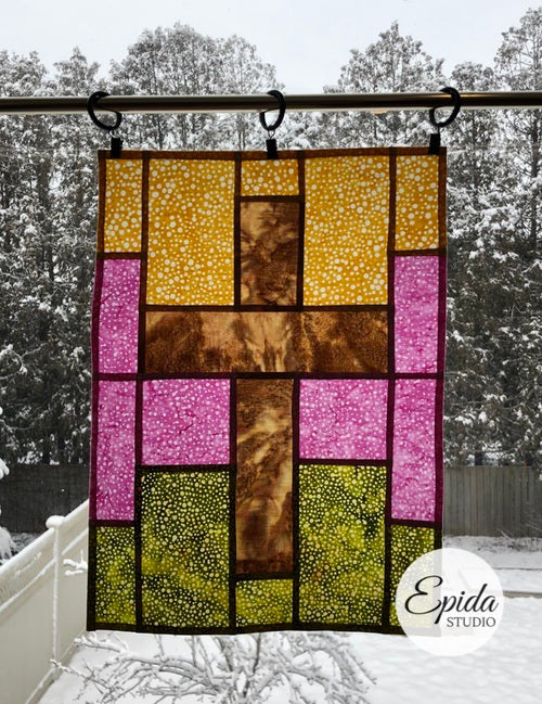 Rugged Cross - stained glass patchwork window hanging print pattern