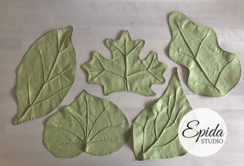 set of hand made fabric leaves.