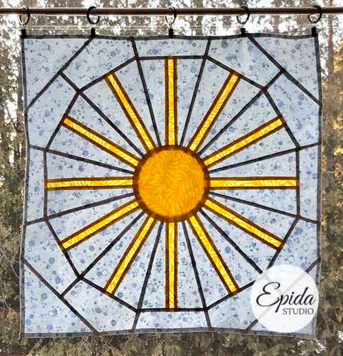 sunshine stained glass window hanging.